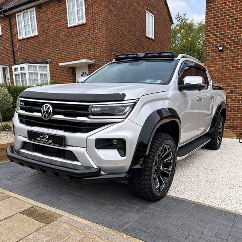 Silver Volkswagen Amarok pickup after a full exterior valet