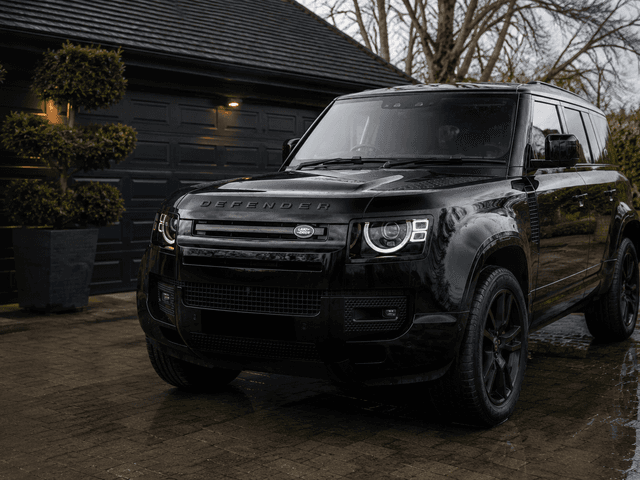 Freshly valeted black Land Rover Defender